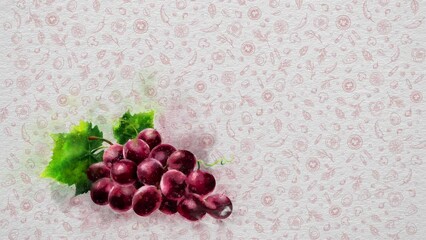 Wall Mural - Watercolor Fruits and Vegetables. Grape. Text and Price can be Written on the Right Side or Top Side of the Image. Nutritional Values can be Written. Or Logo can be Put. 29.