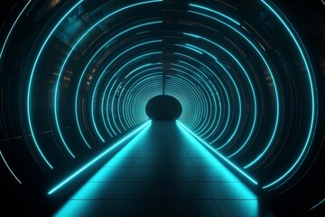 Wall Mural - abstract background, tunnel of glowing arcs. 3d render. generative ai