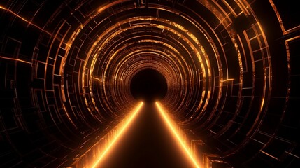 Wall Mural - abstract background, tunnel of glowing arcs. 3d render. generative ai