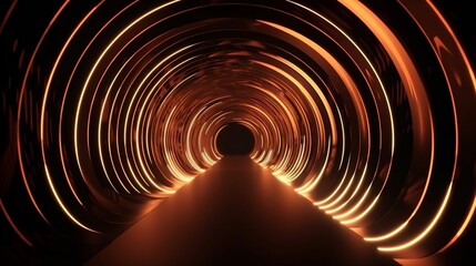 Wall Mural - abstract background, tunnel of glowing arcs. 3d render. generative AI