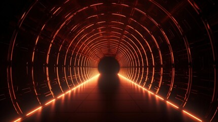 Wall Mural - abstract background, tunnel of glowing arcs. 3d render. generative ai