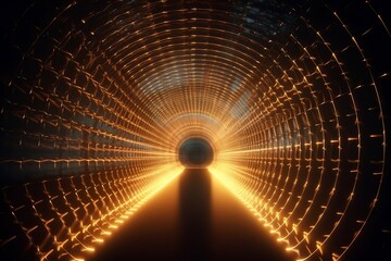 Wall Mural - abstract background, tunnel of glowing arcs. 3d render. generative ai