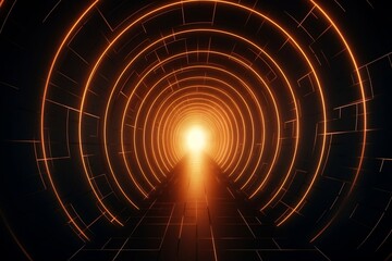 Wall Mural - abstract background, tunnel of glowing arcs. 3d render. generative ai