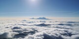 Fototapeta  - Sea of clouds with blue sky background. Generative AI