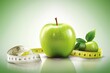 © supatthanan - Apple and tape measure on white background from generative ai
