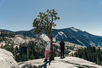 Scenic view with people on the Yosemite National Park from Olmsted Point, USA - sep 2022