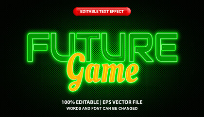 Wall Mural - Future game text, editable text effect template, futuristic neon light cyberpunk text style