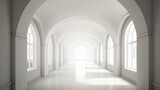 Fototapeta Perspektywa 3d - White Abstract Modern Architecture Interior Background. Generative AI.