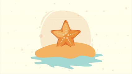 Poster - starfish sealife on the beach animation