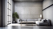 Contemporary Living Room. Loft Interior Design Background. Generative AI.