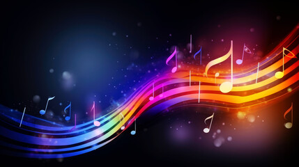 Fototapete - Music notes on abstract background. generative ai.