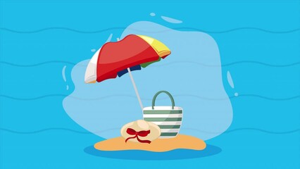 Poster - travel bag and vacations icons animation