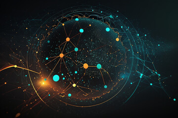 Wall Mural - Big data visualization and digital earth in future by generative AI.
