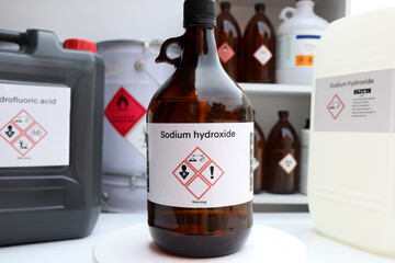 sodium hydroxide, Hazardous chemicals and symbols on containers