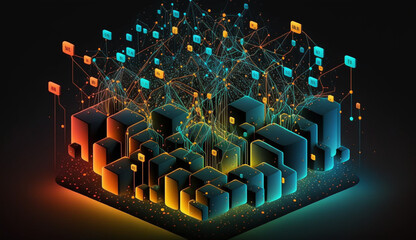 Wall Mural - Big data visualization and digital earth in future by generative AI.
