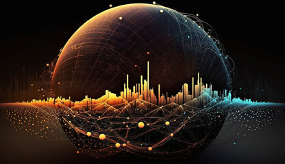 Wall Mural - Big data visualization and digital earth in future by generative AI.