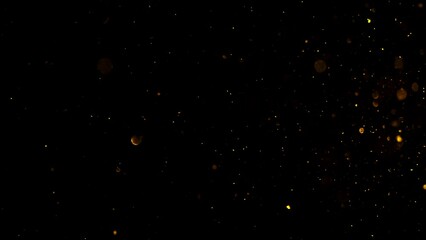 Poster - Black background with gold dust, beautiful bokeh.
