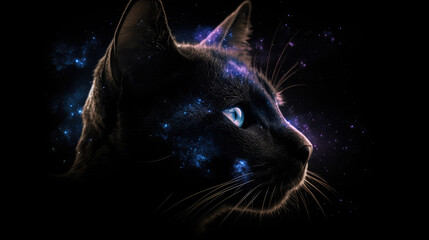 Poster - Cat in cosmic space. gnerative ai.