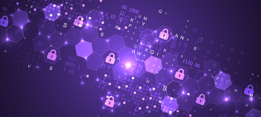 Secure digital background. Virtual confidential, programming protection.