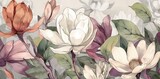 Fototapeta Do pokoju - Beautiful floral botanical pattern with magnolia flowers. Spring concept. Generative AI