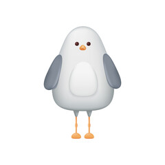 Wall Mural - Cute little seagull 3d vector illustration. Funny white bird standing in cartoon style isolated on white background for avatar. Animal, nature concept
