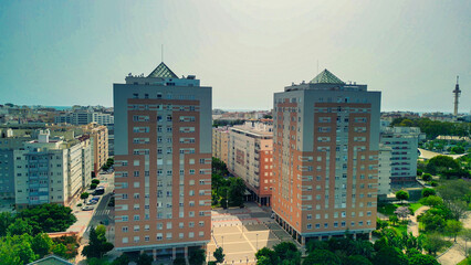 Poster - Aerial view of Cadiz buildings along the port, Andalusia