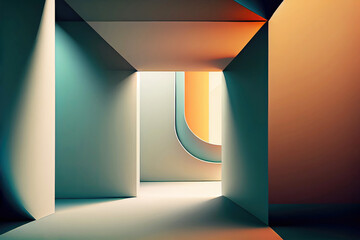 Wall Mural - Abstract modern minimalist room architecture design (Generative AI)