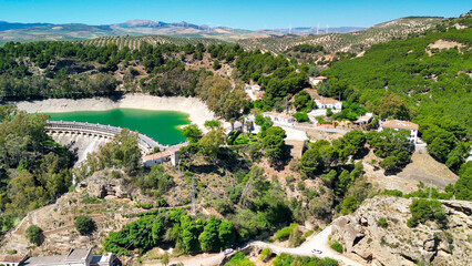 Canvas Print - Aerial view of dams along Caminito del Rey - Andalusia, Spain