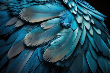  Blue feathers. Blue feathers realistic stunning beautiful blue colour feathers. Generative AI.