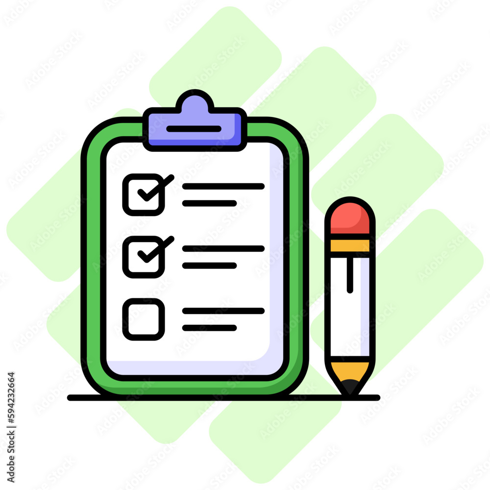 Carefully designed checklist icon represents a list of tasks or items ...