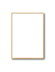 Wooden picture frame hanging on a white wall