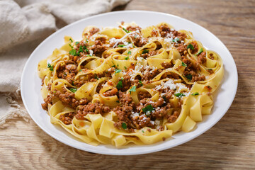 Canvas Print - plate of pasta bolognese