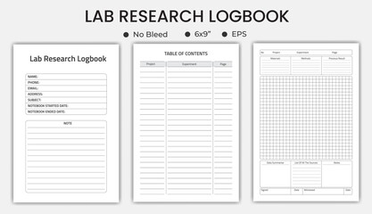 Lab Research Logbook Or Notebook, Low Content kdp Planner