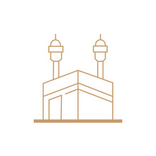 Kaaba Icon With Simple Thin Line Style Use For Islamic Event, Web, Print Or Pictogram Assets. Illustration Of Hajj, Umrah, Ramadan Kareem, Ied Mubarak - Line Vector.