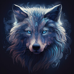 Wall Mural - spirit animal wolf head - by generative ai