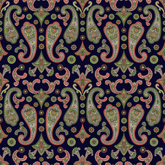 Wall Mural - Paisley Ethnic Floral Hand Drawn Seamless Pattern