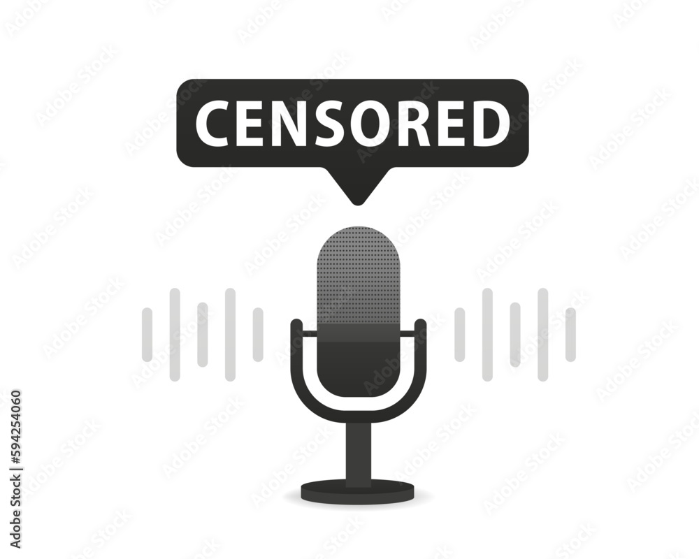 Microphone censored. Censored signs elements. Black censor bar concept. Vector illustration