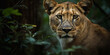 Portrait of a lioness in the wild, close-up. Generative AI