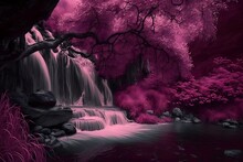 Pink Forest Created Using AI Generative Technology