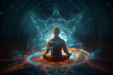 Fototapeta Kosmos - Illustration of Spiritual Awakening, Enlightenment, Meditation, Serenity, Yoga - generative ai