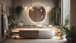 Contemporary bathroom interior wellness design. Generative AI.