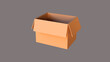 3d cardboard box on gray background