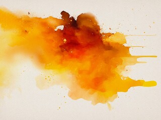 Watercolor abstract yellow ochre orange background created with Generative AI technology