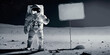 Astronaut mit einem weißen Schild KI