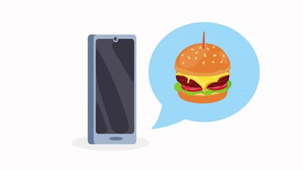 Poster - smartphone with burger buying online