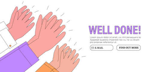 Hands in applause gesture vector illustration. Good, great job, well done, support concept. Concept of approval, agreement. Manager, employer, company or team support, encourage or motivate employees.