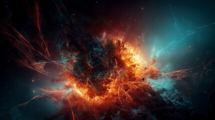 Wall Mural - space and glowing nebula background. ai generated.