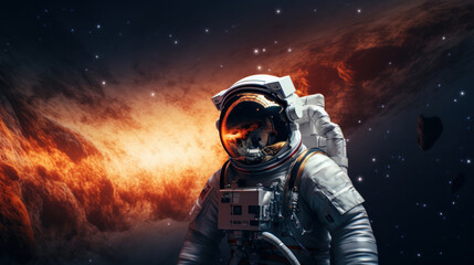 Wall Mural - Space suits isolated on space background.  Ai generated.