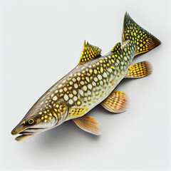 Pike, a freshwater fish on white