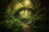 Fototapeta Natura - Enchanted forest. Generative AI